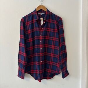 NWT Claridge + King Red Flannel Plaid Button Down Shirt | Size Medium